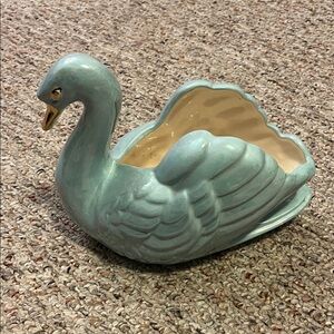 Elegant Swan Iridescent Blue Ceramic Planter
